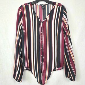 Rue21 Stripe Tie Front Blouse Women L